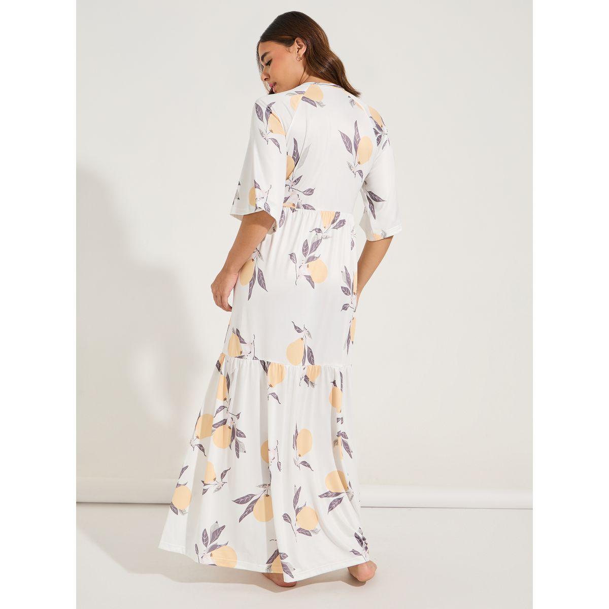 قميص نوم طويل باكمام فلوت وكسرات-women-clothing-nightwear-nighties-image-4