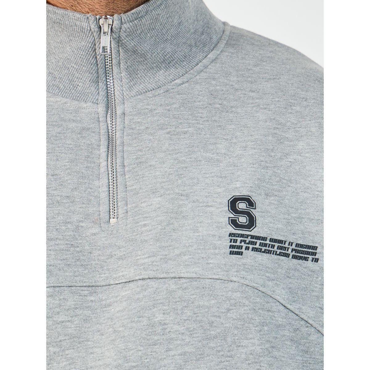 Styli Quarter Zip Chest Print High Neck Boxy Fit Heavy Sweatshirt-men-winterwear-hoodiesandsweatshirts-image-3