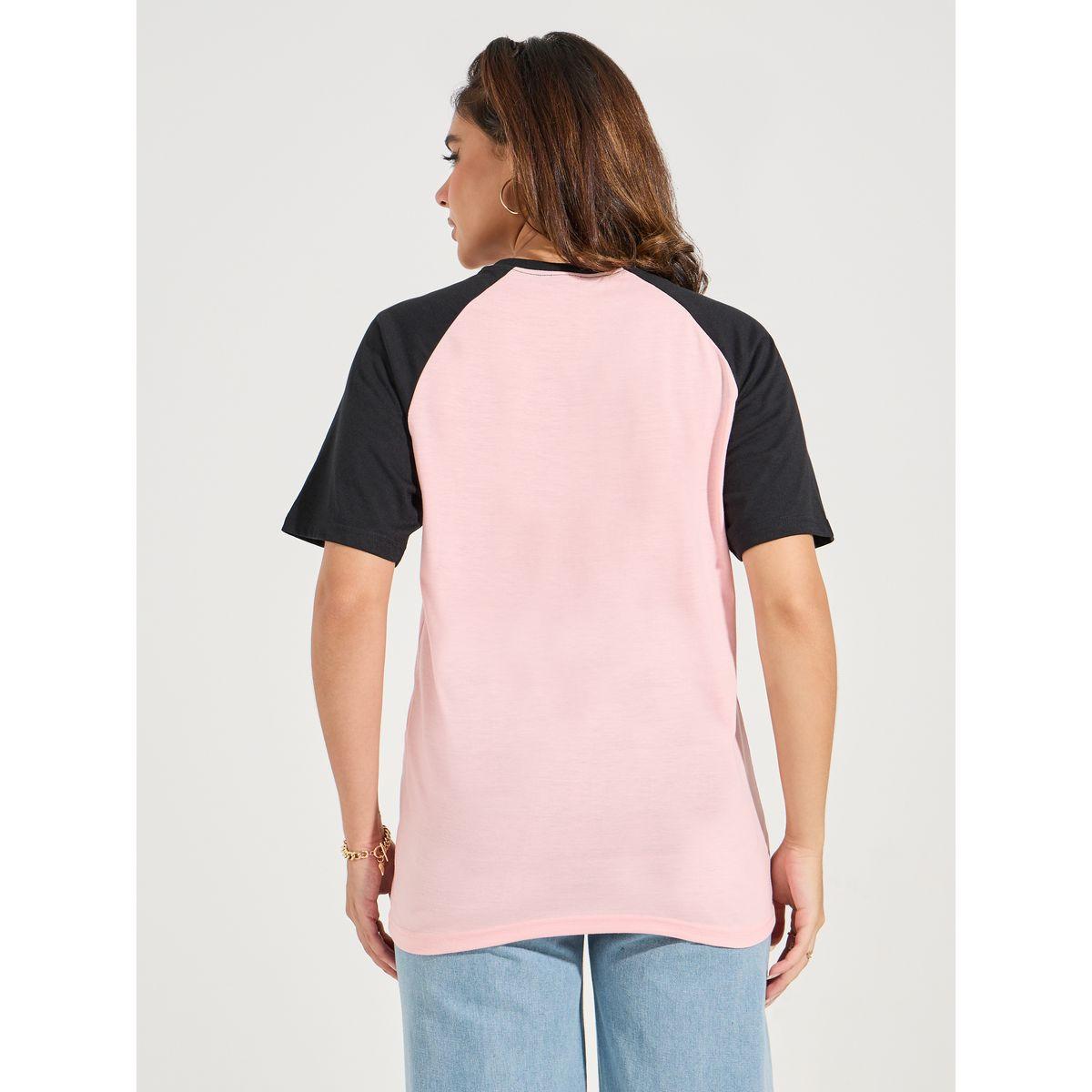 Styli Oversized Color Block T-Shirt with Raglan Sleeves-women-clothing-tshirts-image-5
