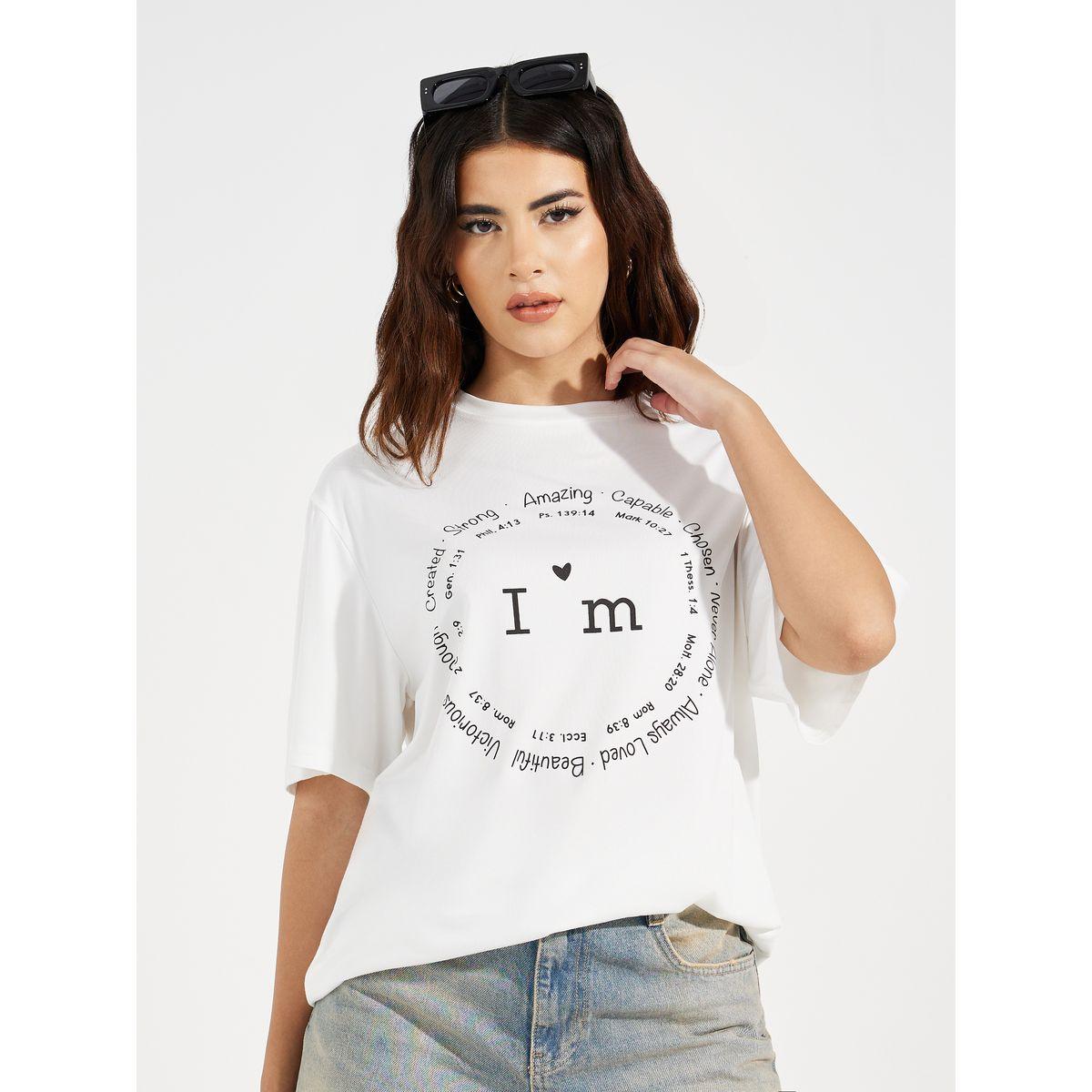 Styli Oversized I'm Amazing Slogan Print T-Shirt-women-clothing-tshirts-image-2