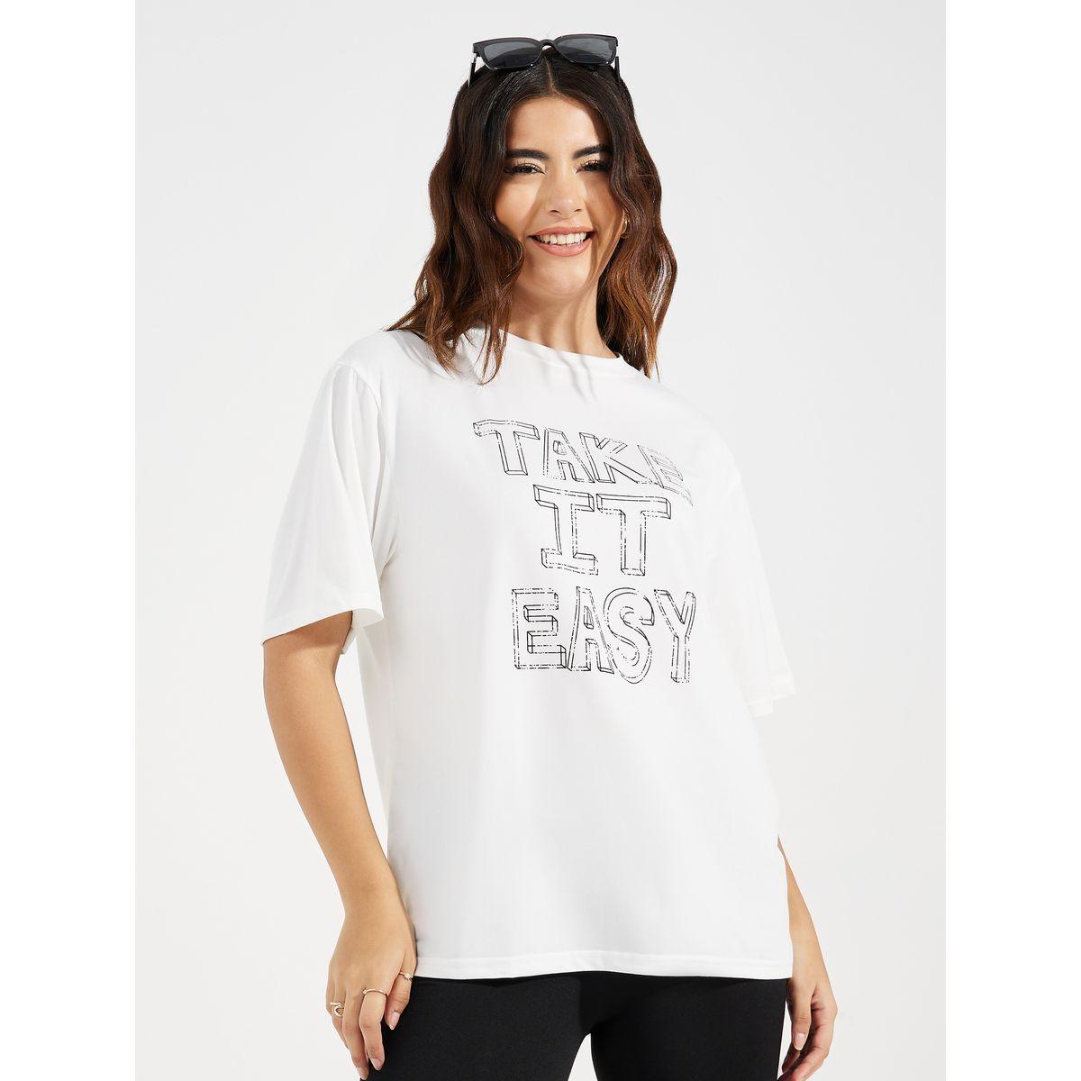 Styli Oversized Take It Easy Slogan Print T-Shirt-women-clothing-tshirts-image-2