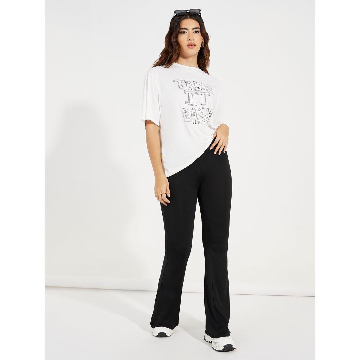 تيشيرت فضفاض مطبع بطبعة كتابة-women-clothing-tshirts-image-4