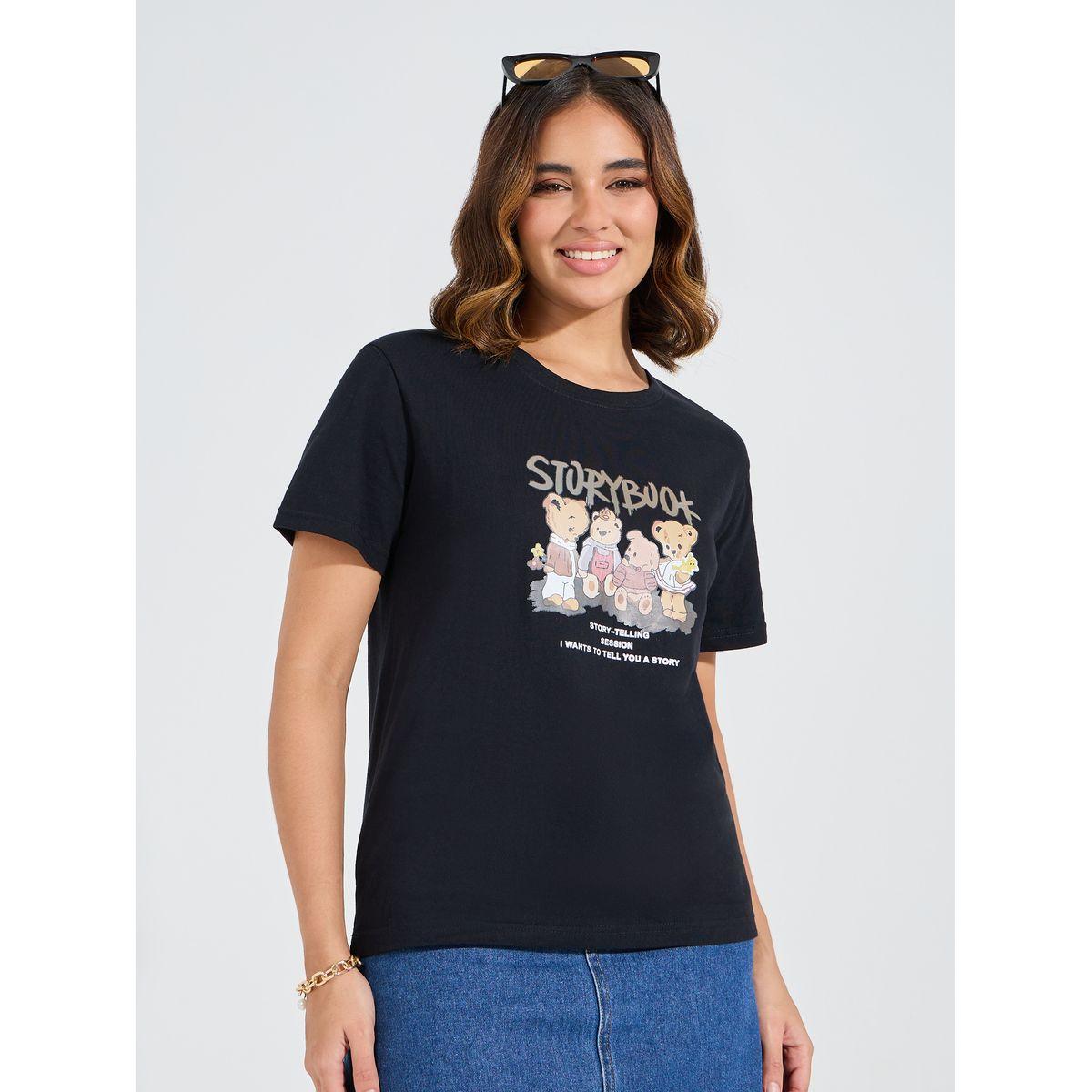 Styli Regular Fit Bear Graphic Print T-Shirt-women-clothing-tshirts-image-3