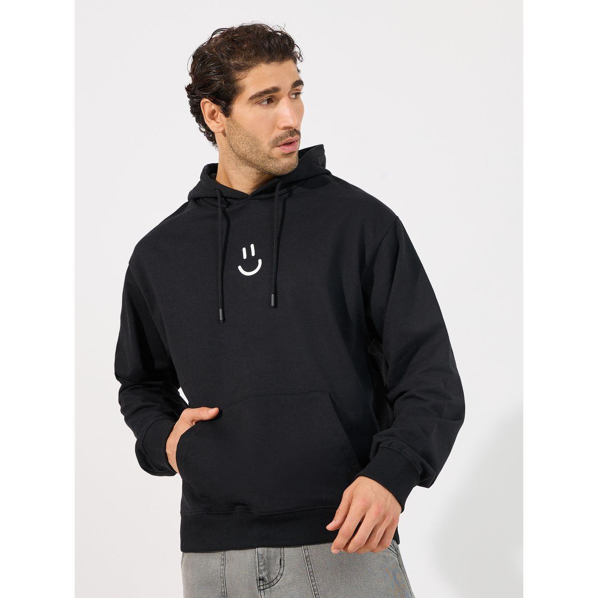 Styli Minimal Emoji Print Relaxed Fit Hoodie-men-winterwear-hoodiesandsweatshirts-image-1