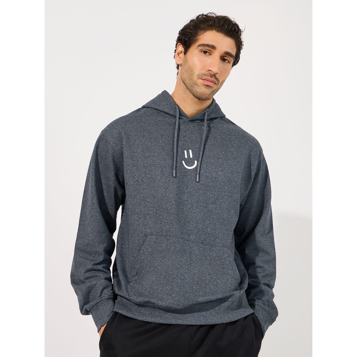 Styli Minimal Emoji Print Relaxed Fit Hoodie-men-winterwear-hoodiesandsweatshirts-image-1