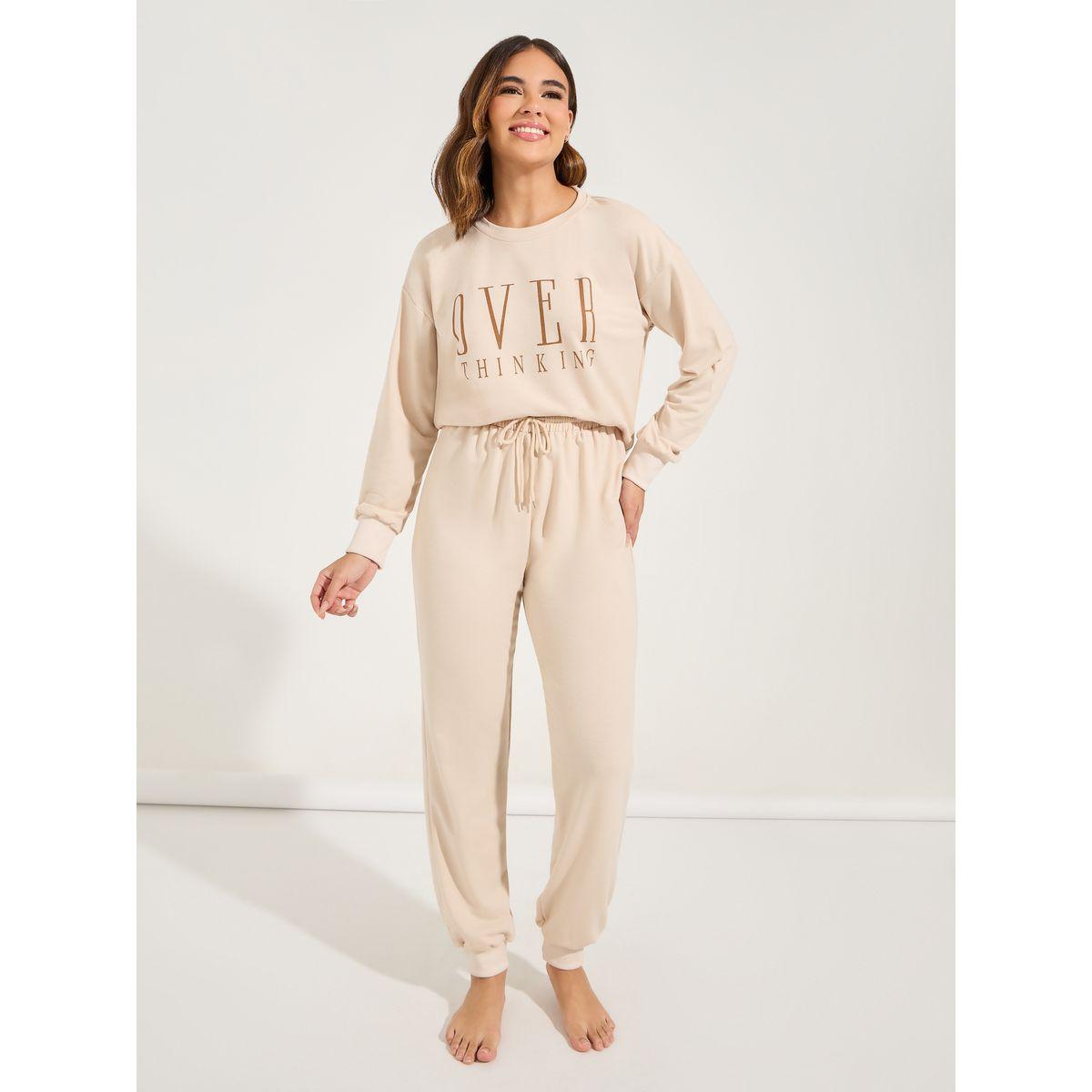 مجموعة من جوغر مع سويت شيرت مطبع بكتابة-women-clothing-coordsets-image-5