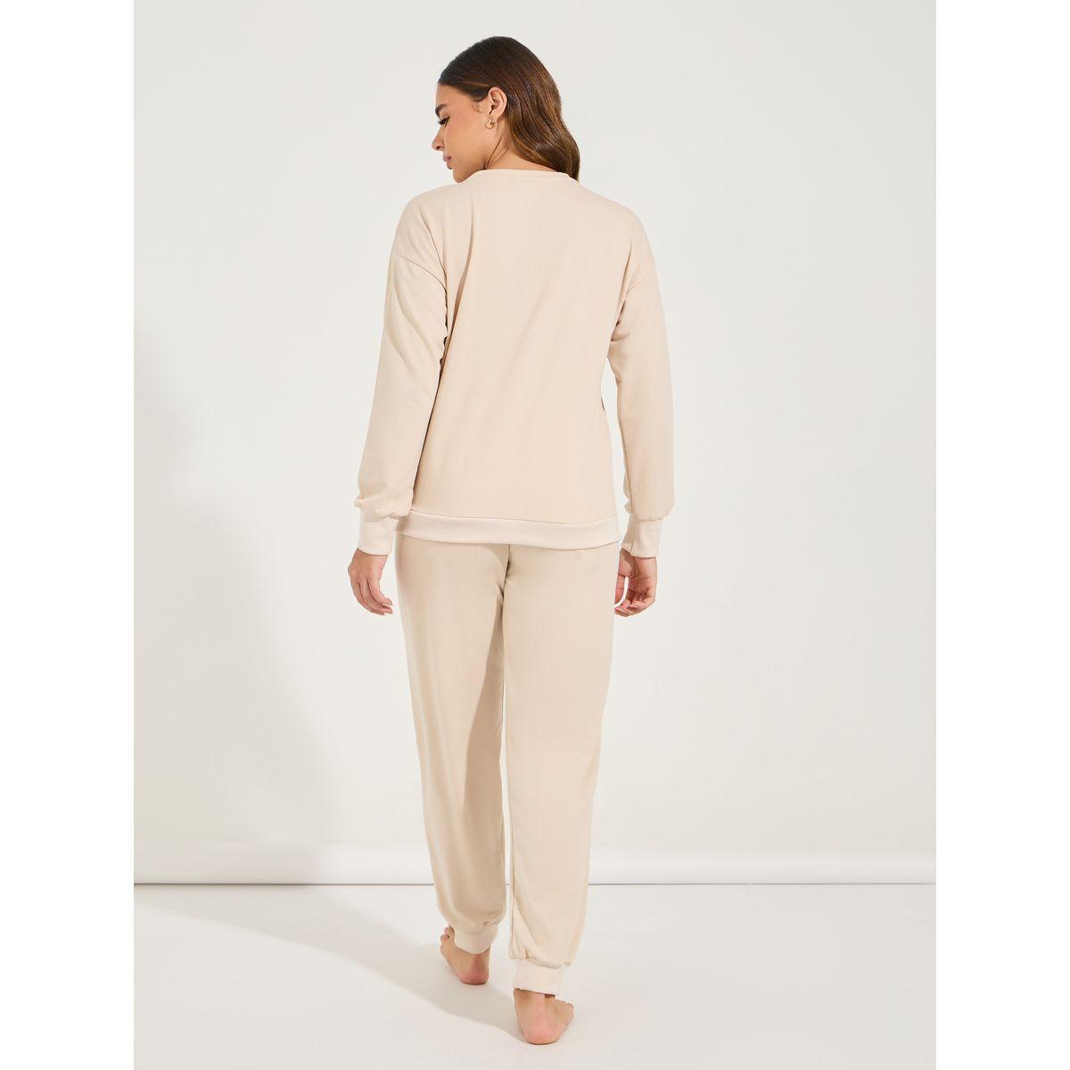 Styli Unwind Overthinking Slogan Print Sweatshirt & Jogger Lounge Set-women-clothing-coordsets-image-7