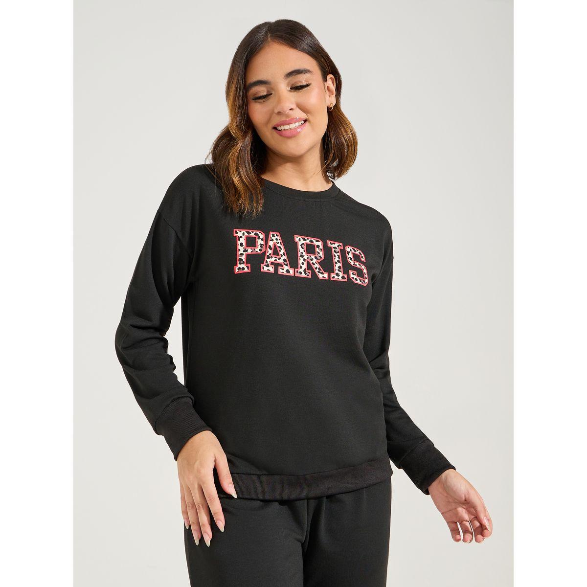 مجموعة من جوغر مع سويت شيرت مطبع بكتابة-women-clothing-coordsets-image-2