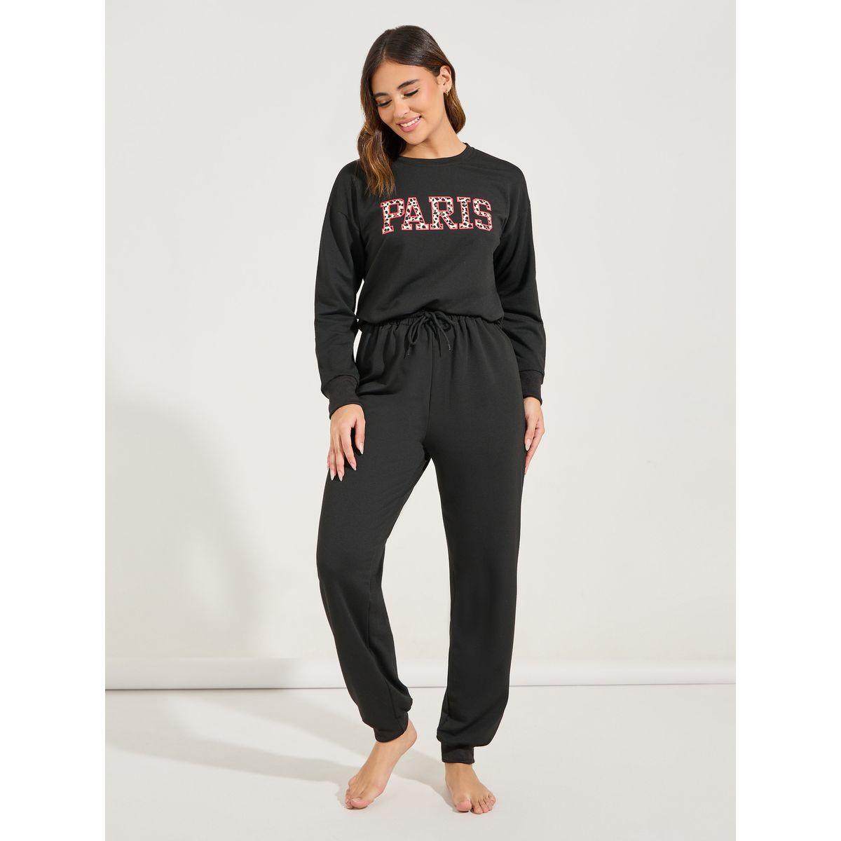 مجموعة من جوغر مع سويت شيرت مطبع بكتابة-women-clothing-coordsets-image-4