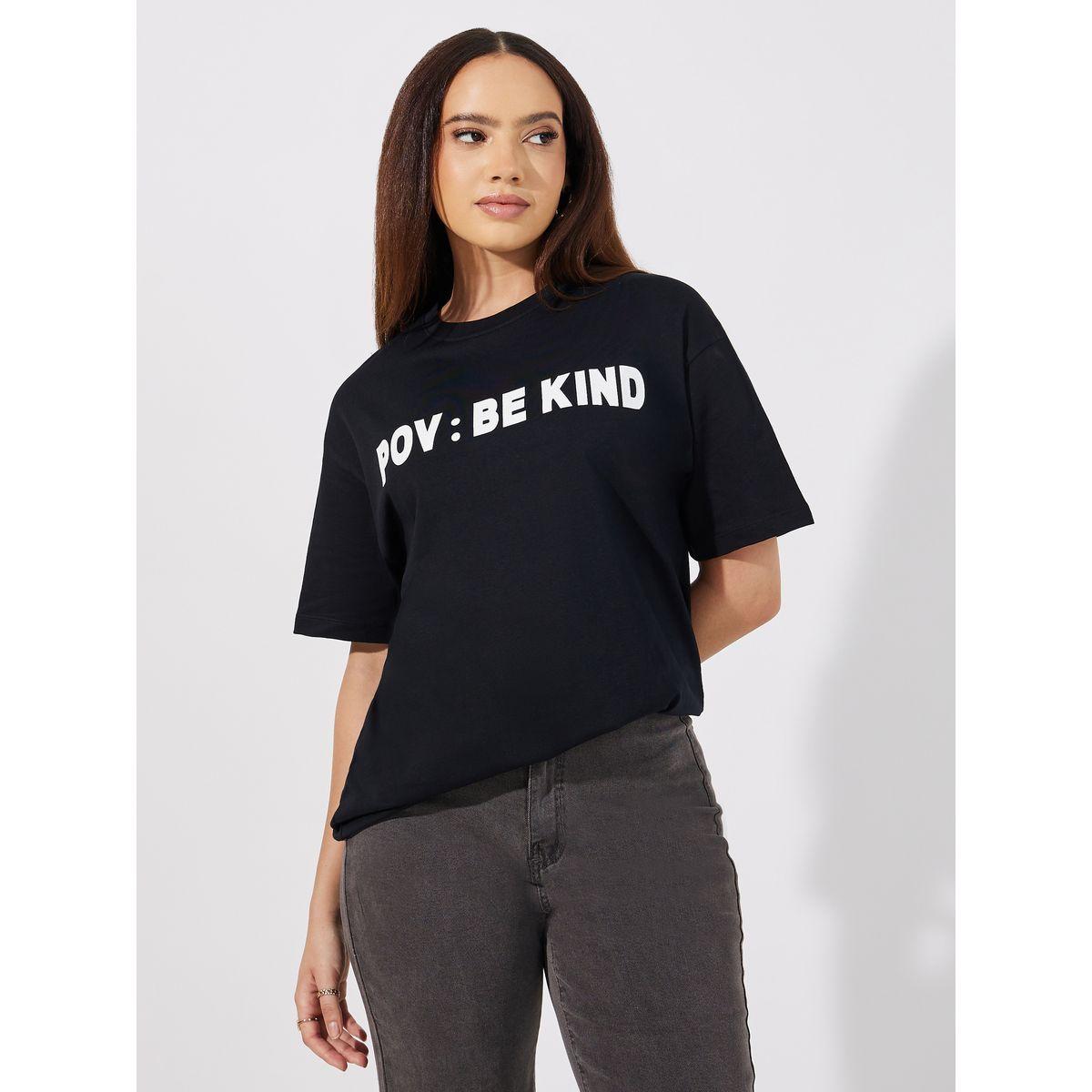 تيشيرت فضفاض بياقة دائرية وأكمام قصيرة-women-clothing-tshirts-image-1