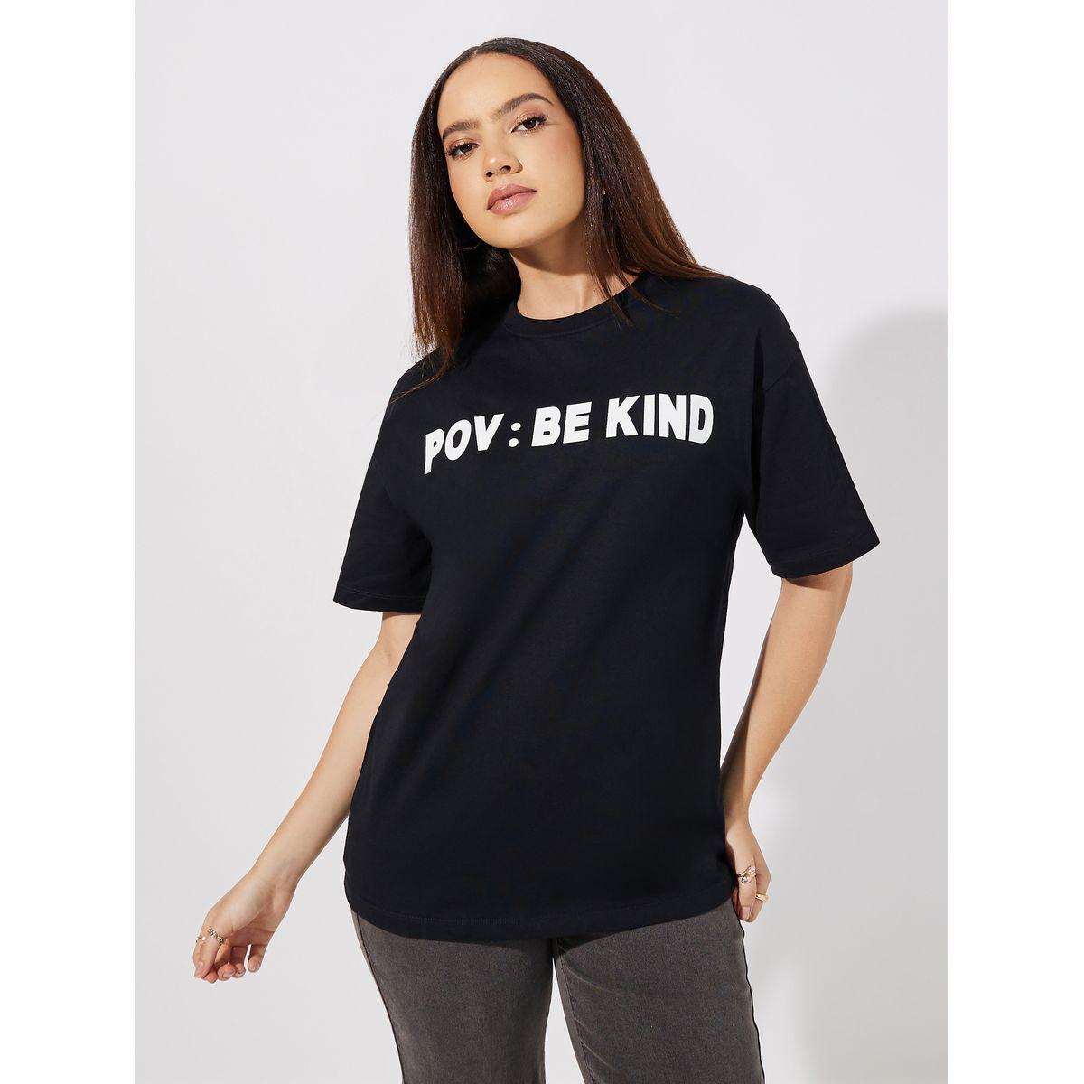 Styli Slogan Detail Round Neck Short Sleeve Oversized T-Shirt-women-clothing-tshirts-image-3