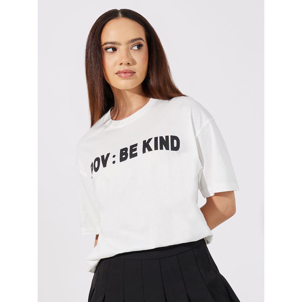 Styli Slogan Detail Round Neck Short Sleeve Oversized T-Shirt-women-clothing-tshirts-image-1