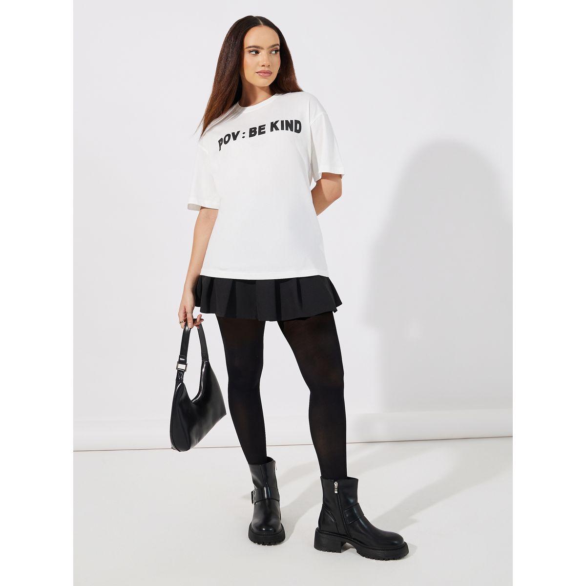 تيشيرت فضفاض بياقة دائرية وأكمام قصيرة-women-clothing-tshirts-image-2