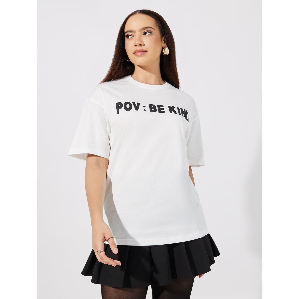 تيشيرت فضفاض بياقة دائرية وأكمام قصيرة-women-clothing-tshirts-image-3