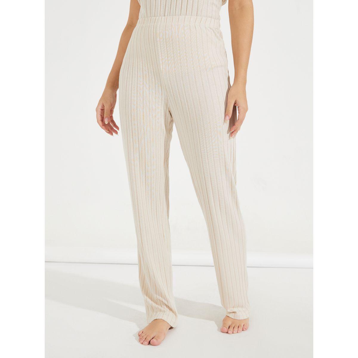 Styli Unwind V Neck Rib Contrast Piping Ruffle Sleeve T-Shirt & Pyjama Set-women-clothing-nightwear-pyjamas-longsets-image-6