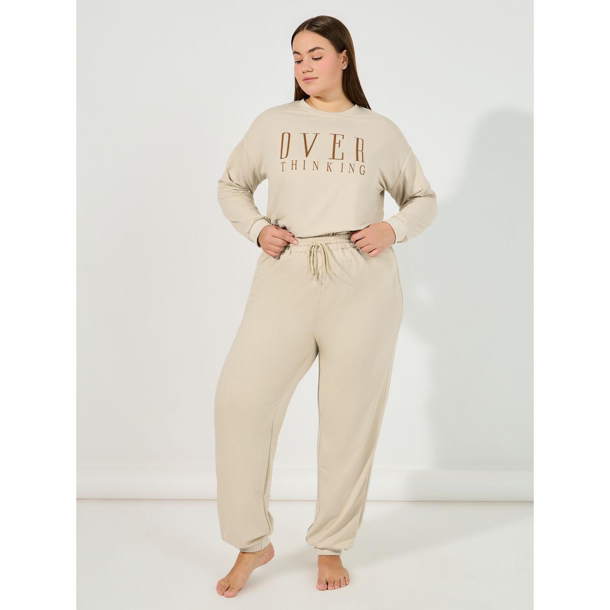 مجموعة من جوغر مع سويت شيرت بمقاس كبير-women-clothing-nightwear-pyjamas-longsets-image-3