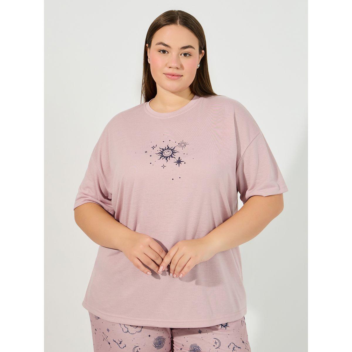 طقم من بنطال بيجاما بمقاس كبير وتيشيرت بأكتاف منخفضة-women-clothing-nightwear-pyjamas-longsets-image-2