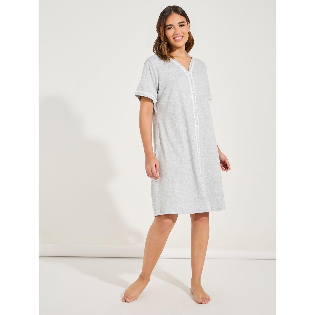 Styli Unwind Scallop Trim Button Through Knee Length Night Shirt-women-clothing-nightwear-nighties-image-2