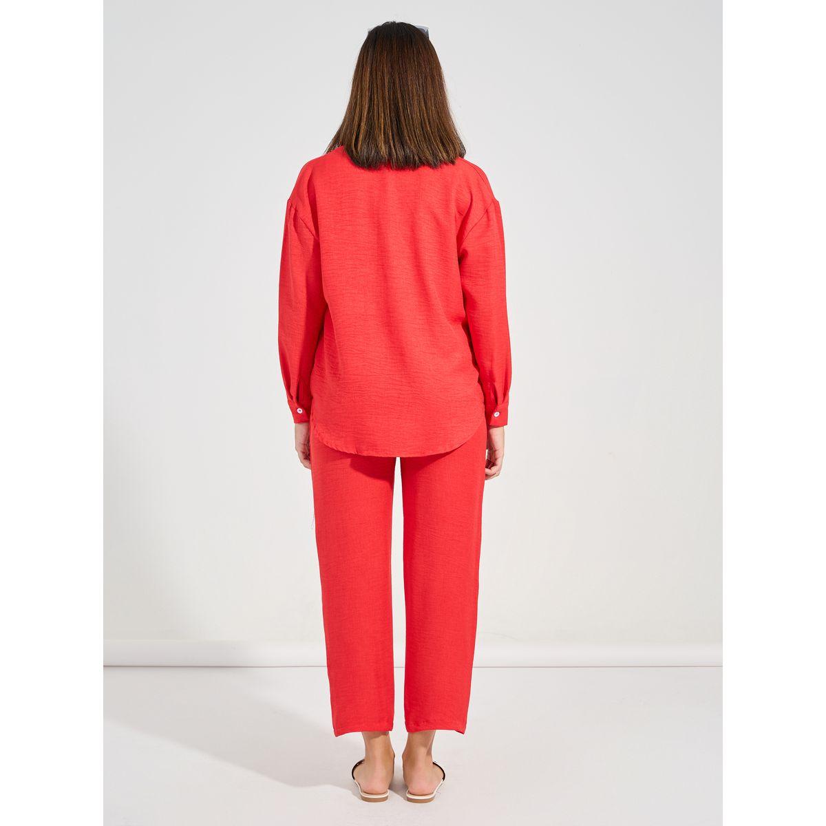 Styli Solid Oversized Shirt & Ankle Length Pants Co-Ords-women-clothing-coordsets-image-7