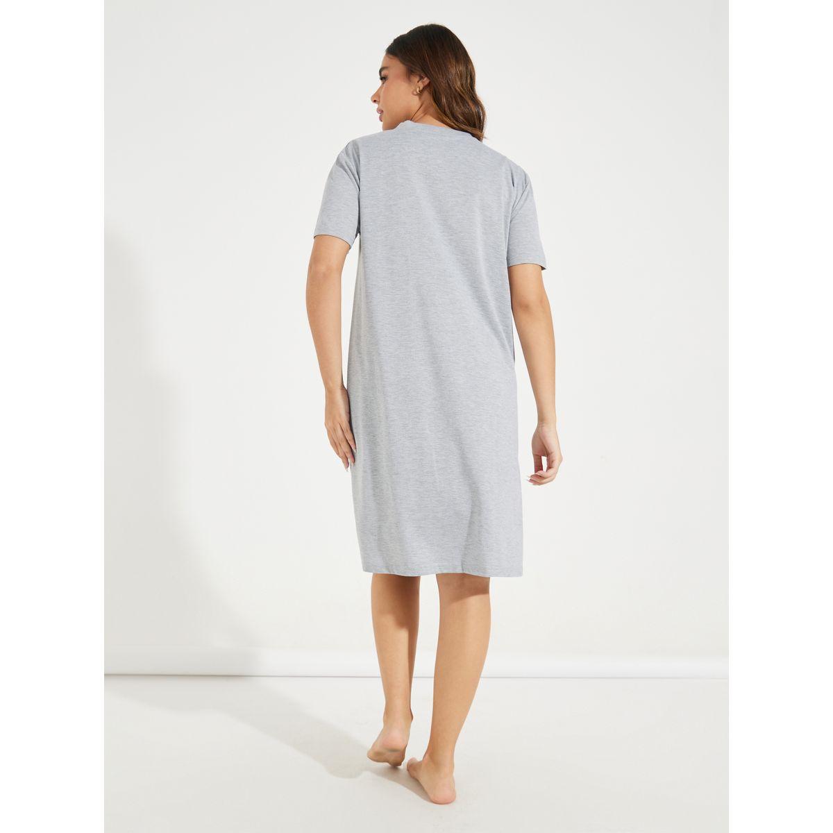 Styli Unwind Pack of 2 - Paris & Striped Panel Print Sleep T-Shirt Dress-women-clothing-nightwear-nighties-image-5
