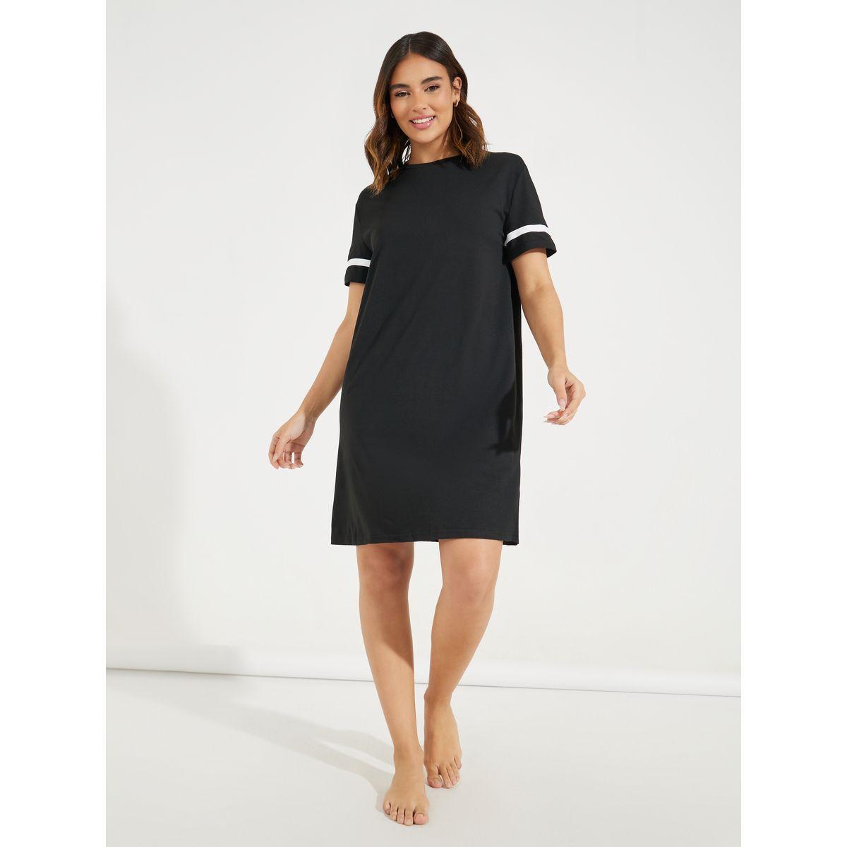 Styli Unwind Pack of 2 - Paris & Striped Panel Print Sleep T-Shirt Dress-women-clothing-nightwear-nighties-image-6