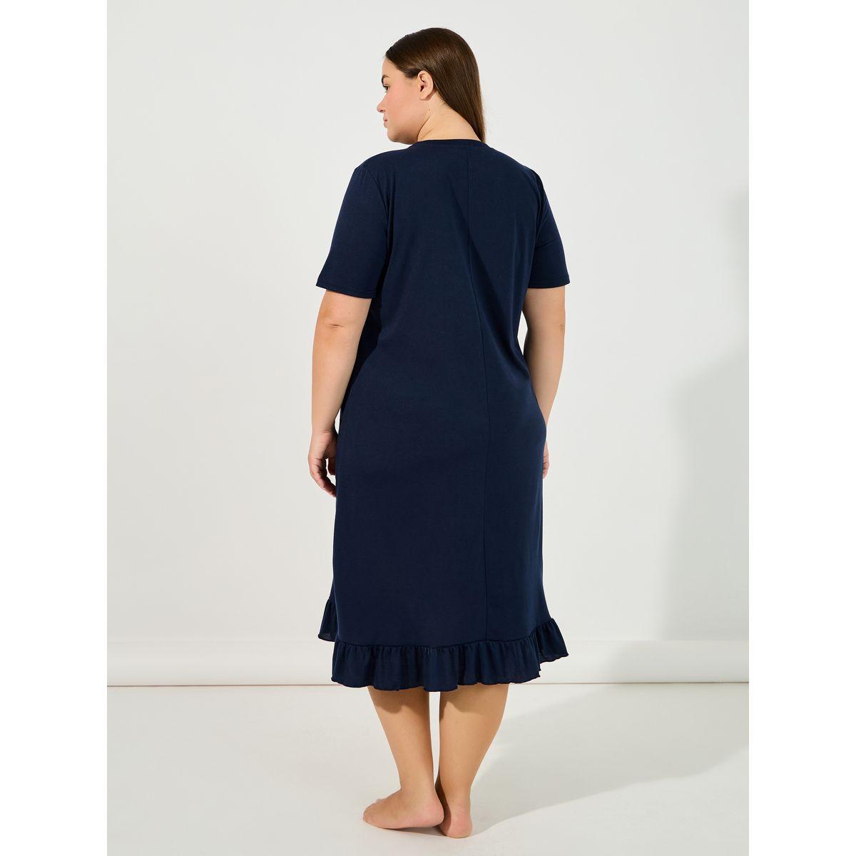 Styli Unwind Plus Size Bonjour Slogan Ruffle Hem Sleep T-Shirt Dress-women-clothing-nightwear-nighties-image-4