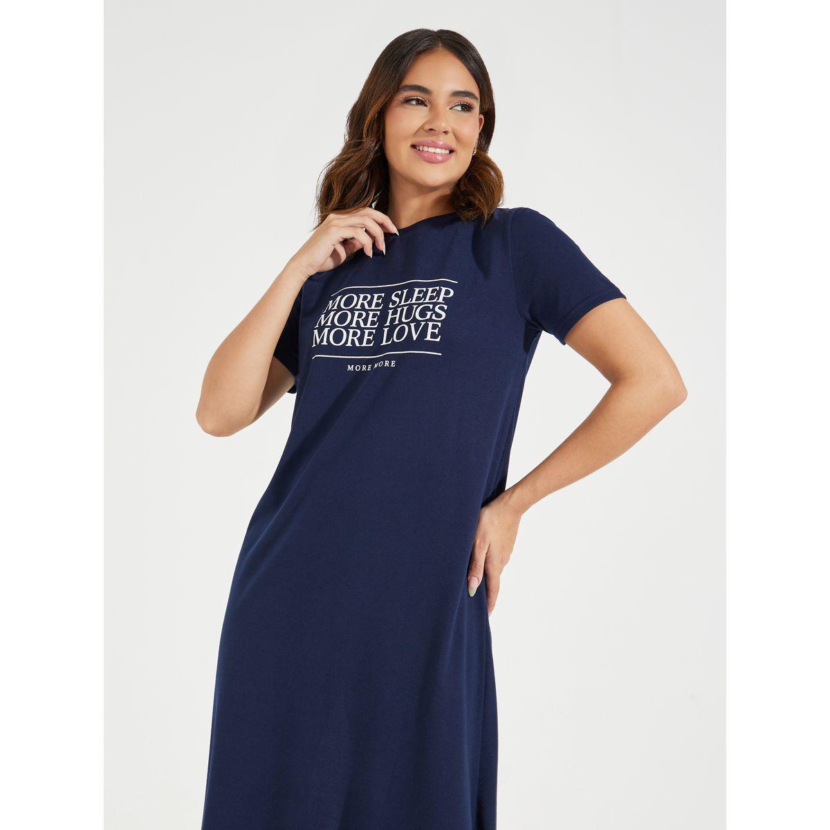 قميص نوم مطبع بكتابة مع حافة كشكش-women-clothing-nightwear-nighties-image-2