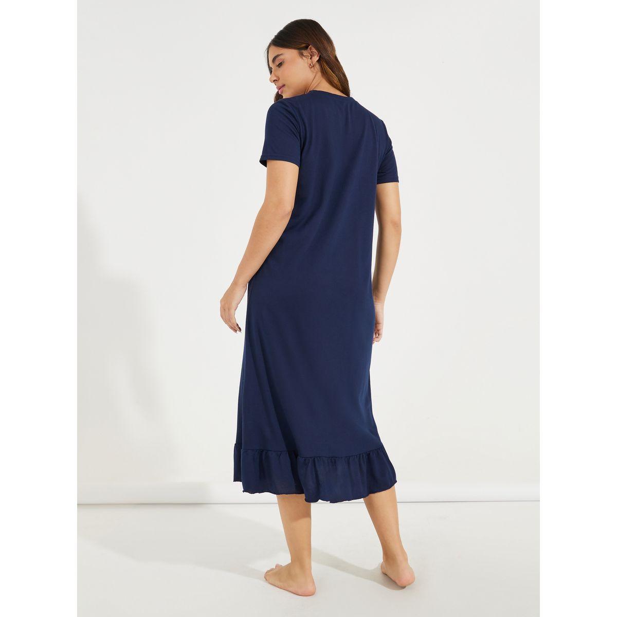 قميص نوم مطبع بكتابة مع حافة كشكش-women-clothing-nightwear-nighties-image-4