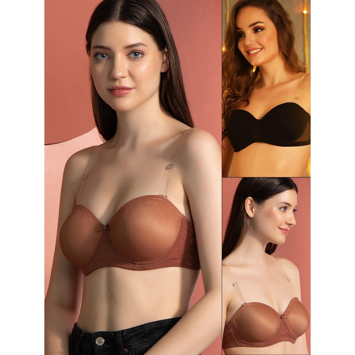 مجموعة من 2 صدرية مبطنة مع احزمة شفافة كلوفيا × ستايلي-women-clothing-lingerie-bras-image-1