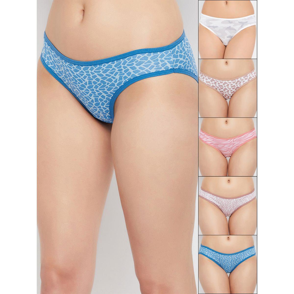 مجموعة من 5 - سراويل داخلية بكيني مطبعة بالكامل كلوفيا × ستايلي-women-clothing-lingerie-panties-image-1