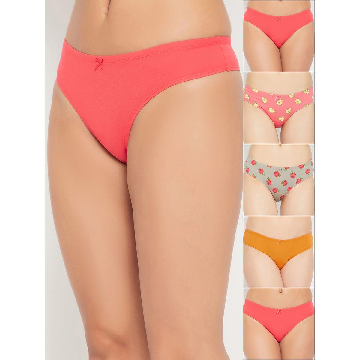 Clovia X Styli  Pack of 5 - Cotton Solid & Fruit Print Thong-women-clothing-lingerie-panties-image-1