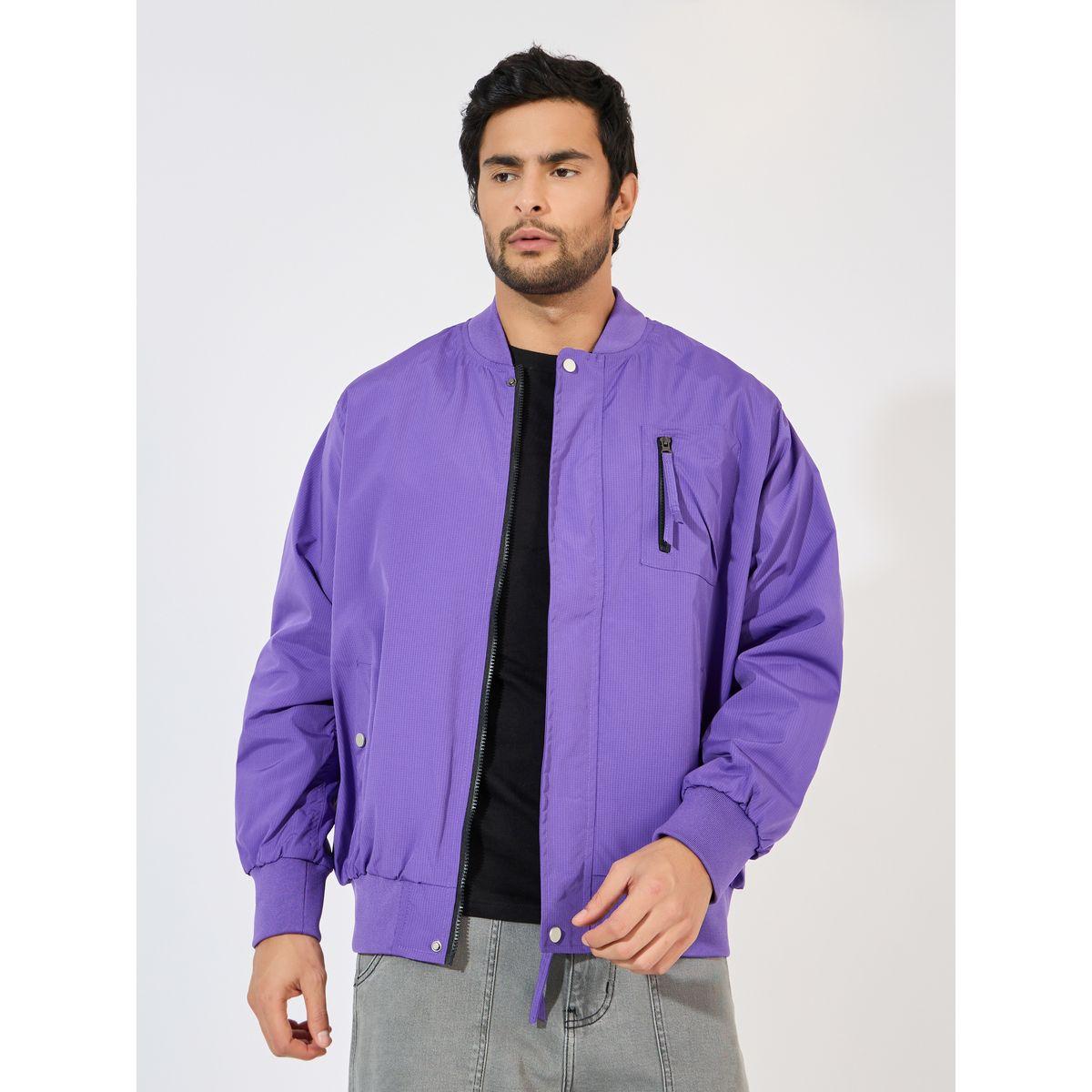 Styli Pocket Zip Detail Lined Solid Bomber Jacket-men-clothing-jacketsandblazers-jackets-image-2