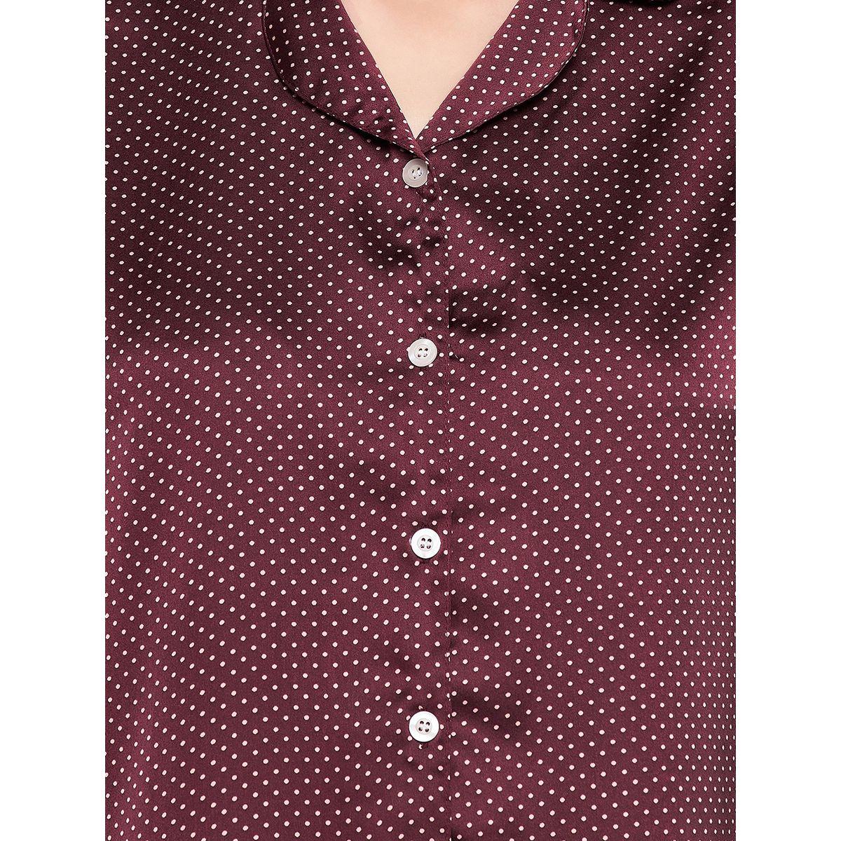 Clovia X Styli  Satin Polka Dot Print Button Down Shirt & Pyjama Set-women-clothing-nightwear-pyjamas-longsets-image-5
