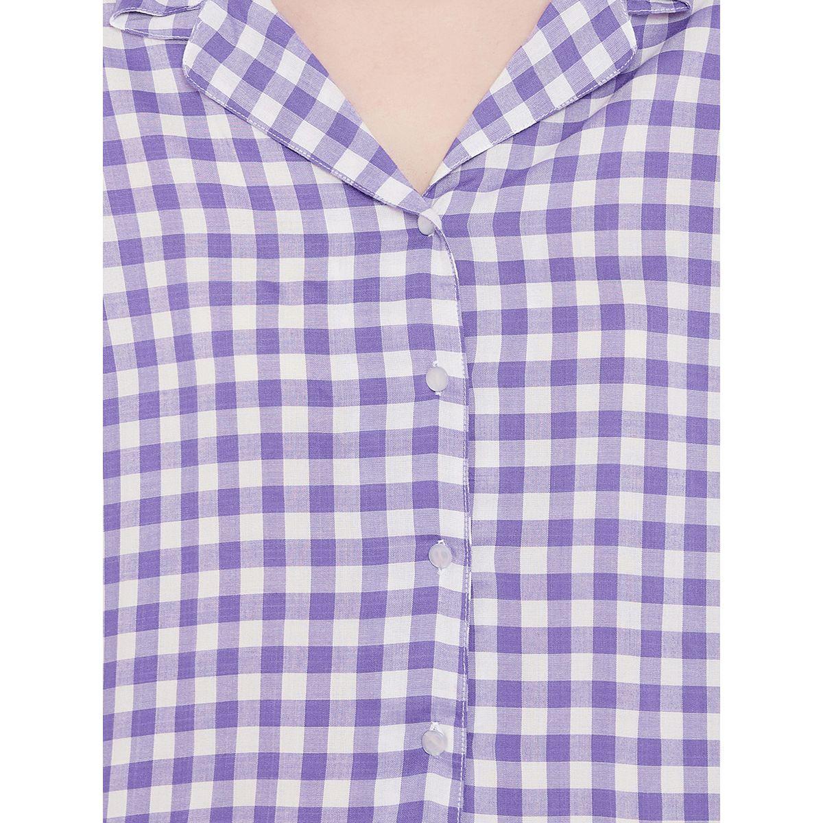 Clovia X Styli  Gingham Check Button Down Shirt & Pyjama Set-women-clothing-nightwear-pyjamas-longsets-image-5