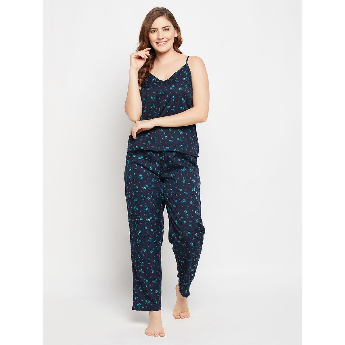 طقم من بنطال بيجاما مع بلوزة كامي بطبعة زهور كلوفيا × ستايلي-women-clothing-nightwear-pyjamas-longsets-image-2