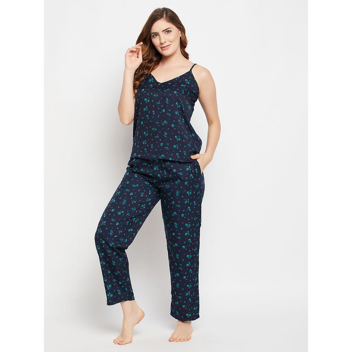 طقم من بنطال بيجاما مع بلوزة كامي بطبعة زهور كلوفيا × ستايلي-women-clothing-nightwear-pyjamas-longsets-image-3