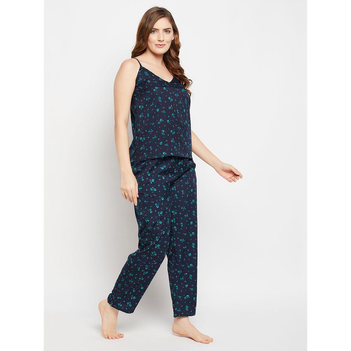 Clovia X Styli  Floral Print V Neck Cami & Pyjama Set-women-clothing-nightwear-pyjamas-longsets-image-4