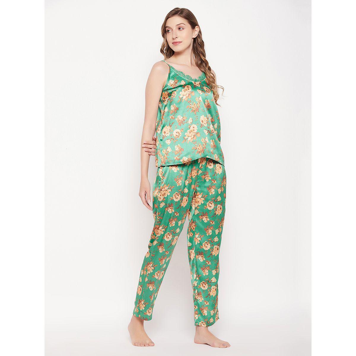 Clovia X Styli  Satin Floral Print Cami & Pyjama Set-women-clothing-nightwear-pyjamas-longsets-image-3