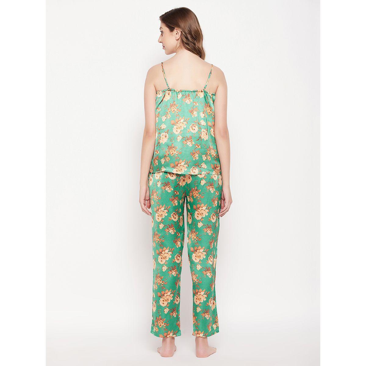 Clovia X Styli  Satin Floral Print Cami & Pyjama Set-women-clothing-nightwear-pyjamas-longsets-image-4