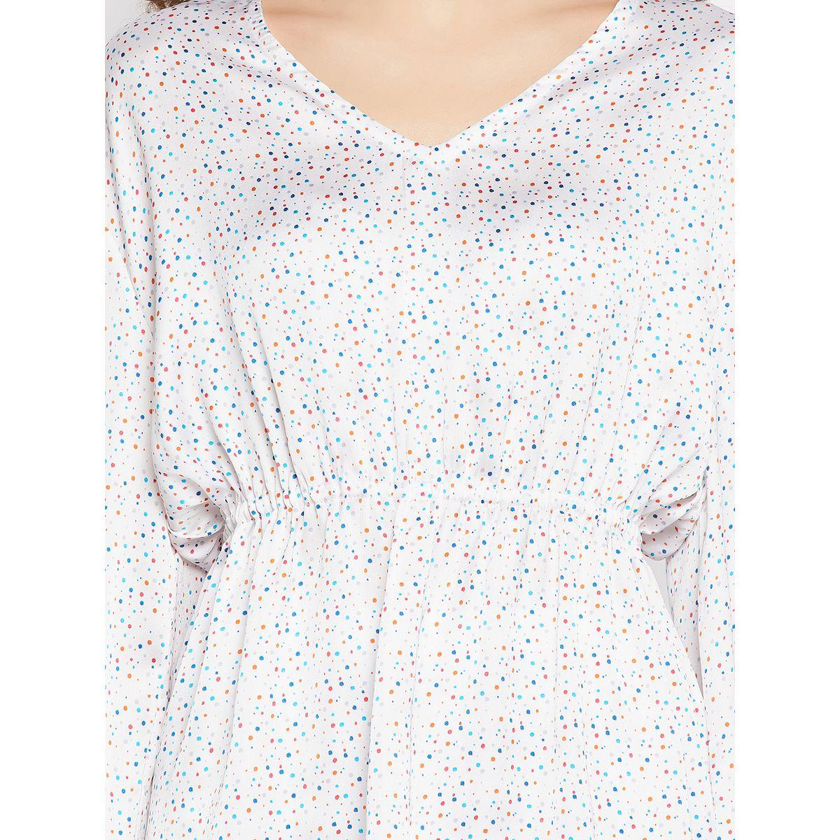 طقم من بنطال بيجاما مع بلوزة بيبلوم ساتان مطبعة بنقاط كلوفيا × ستايلي-women-clothing-nightwear-pyjamas-longsets-image-6