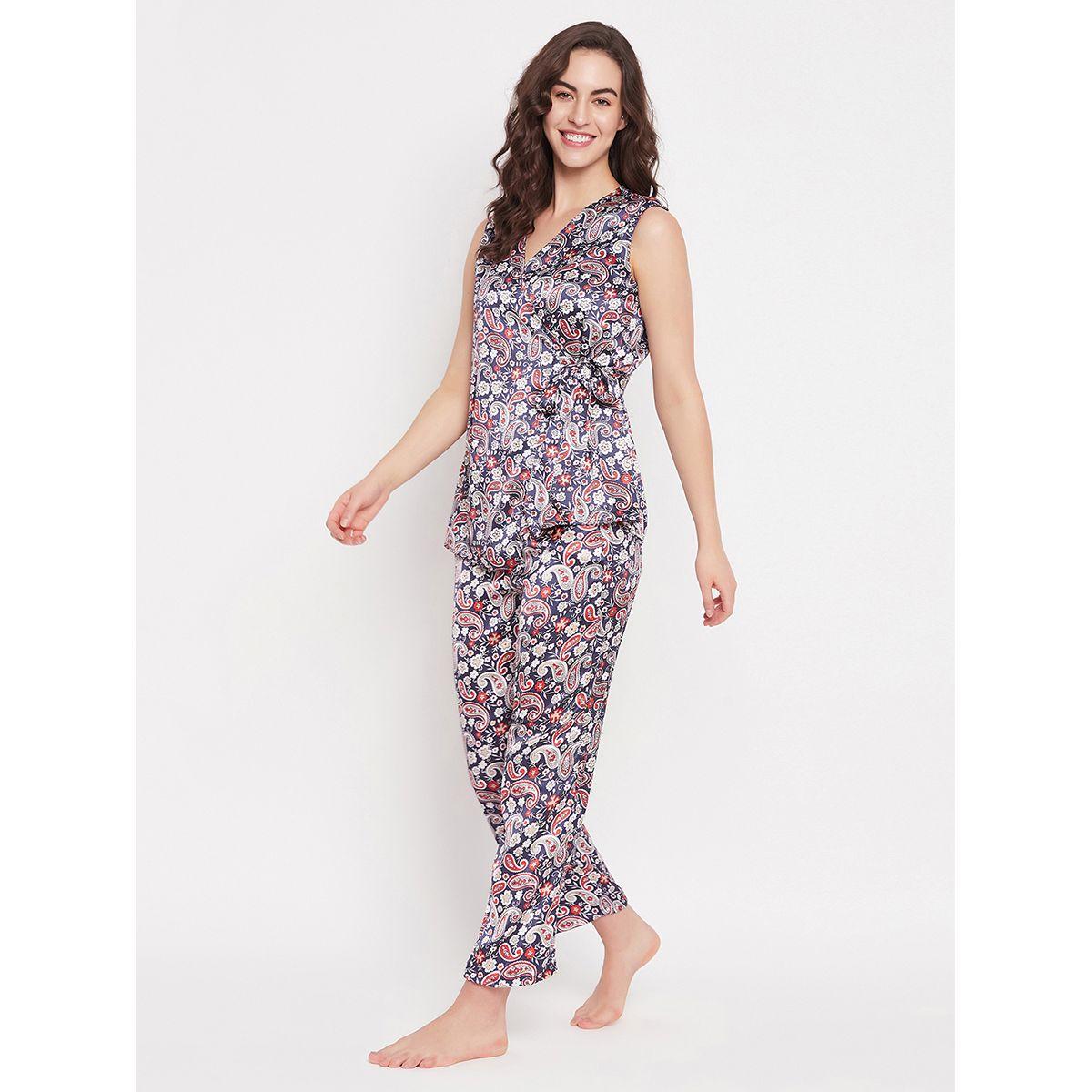 Clovia X Styli  Satin Paisley Print Angrakha Top & Pyjama Set-women-clothing-nightwear-pyjamas-longsets-image-2