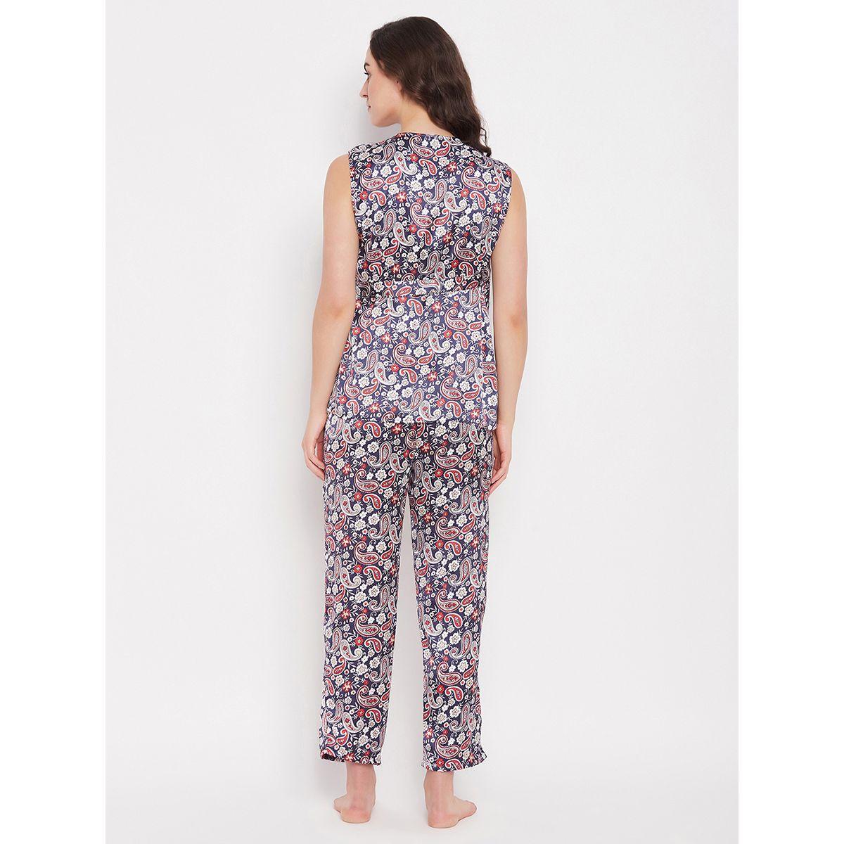 طقم من بنطال بيجاما مع بلوزة ساتان بطبعة بيزلي كلوفيا × ستايلي-women-clothing-nightwear-pyjamas-longsets-image-4