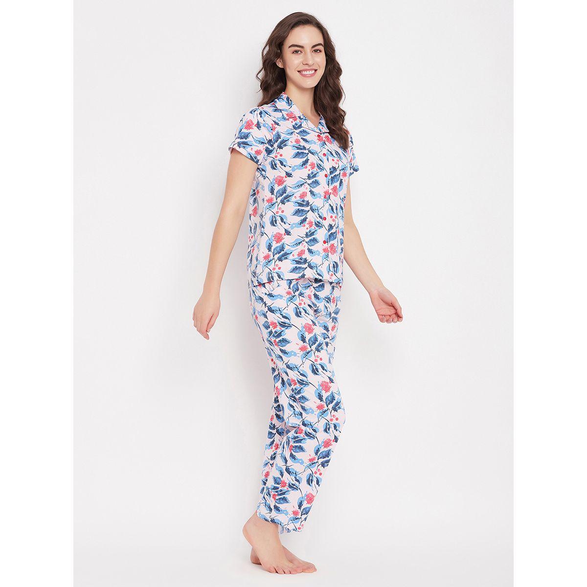 Clovia X Styli  Cotton Floral Print Shirt & Pyjama Set-women-clothing-nightwear-pyjamas-longsets-image-3