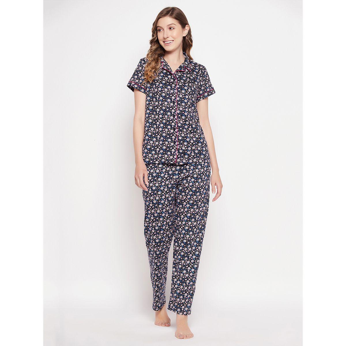 Clovia X Styli  Cotton Floral Print Shirt & Pyjama Set-women-clothing-nightwear-pyjamas-longsets-image-1