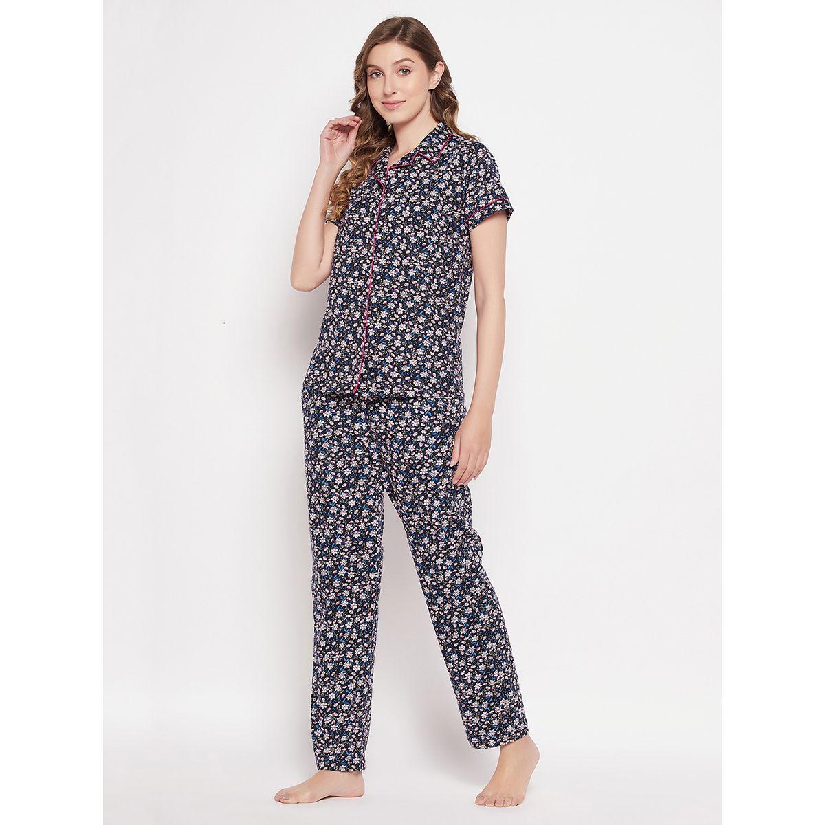 Clovia X Styli  Cotton Floral Print Shirt & Pyjama Set-women-clothing-nightwear-pyjamas-longsets-image-2