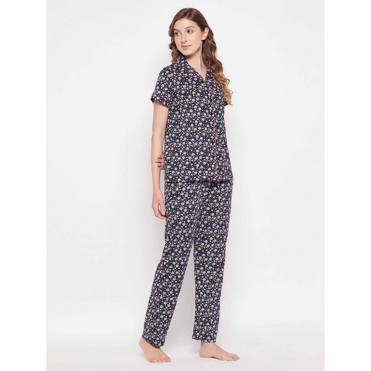 Clovia X Styli  Cotton Floral Print Shirt & Pyjama Set-women-clothing-nightwear-pyjamas-longsets-image-3