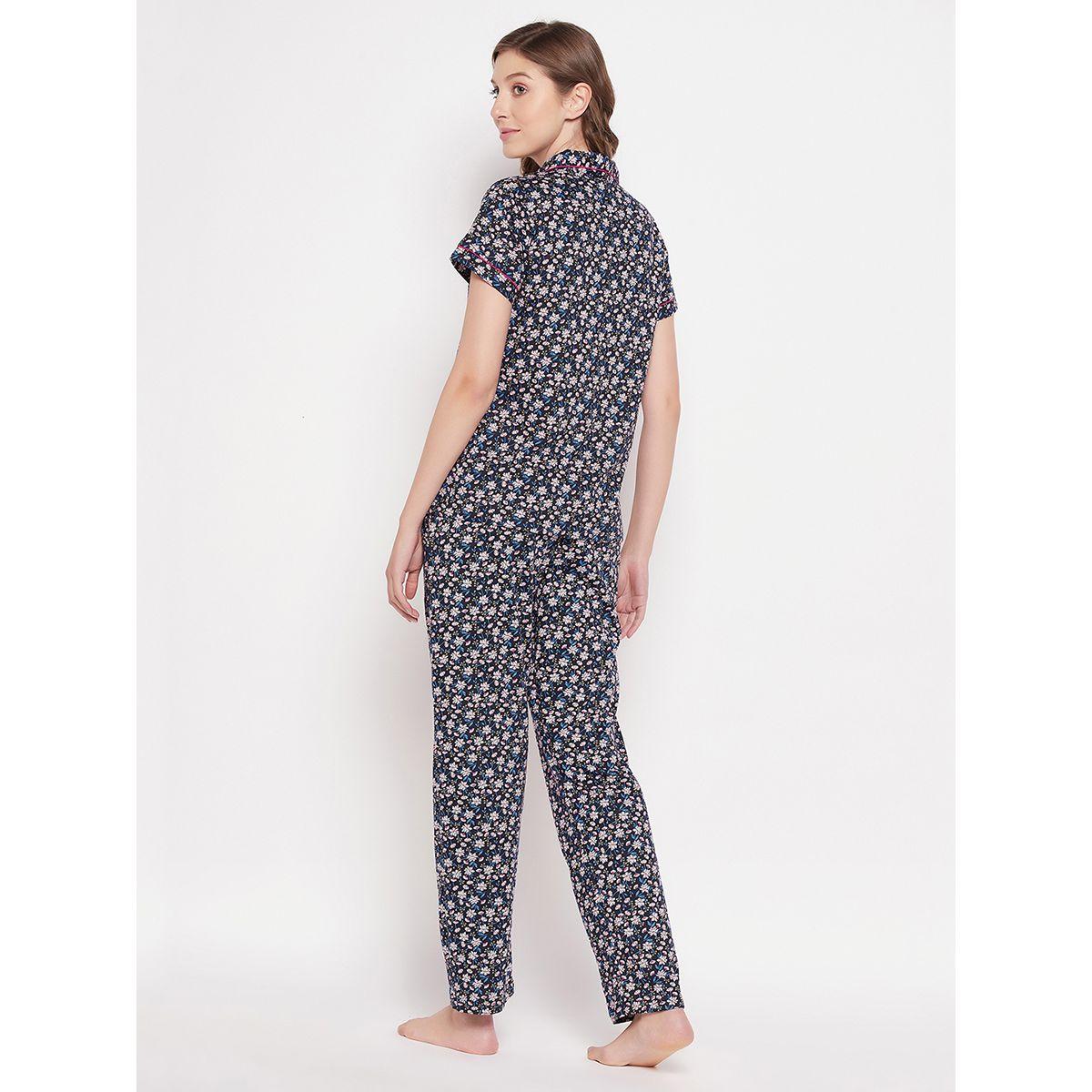 Clovia X Styli  Cotton Floral Print Shirt & Pyjama Set-women-clothing-nightwear-pyjamas-longsets-image-4