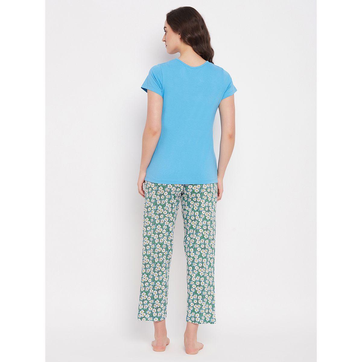 Clovia X Styli  Cotton Basic Top & Floral Print Pyjama Set-women-clothing-nightwear-pyjamas-longsets-image-4