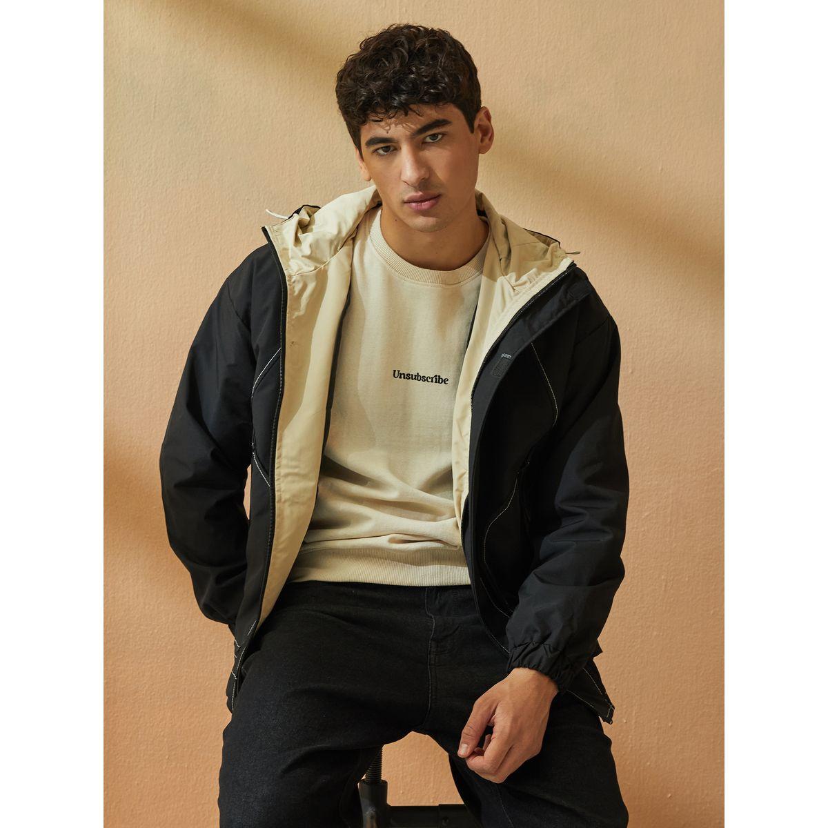 Styli Contrast Stitch Detail Hooded Lined Parka Jacket-men-clothing-jacketsandblazers-jackets-image-1