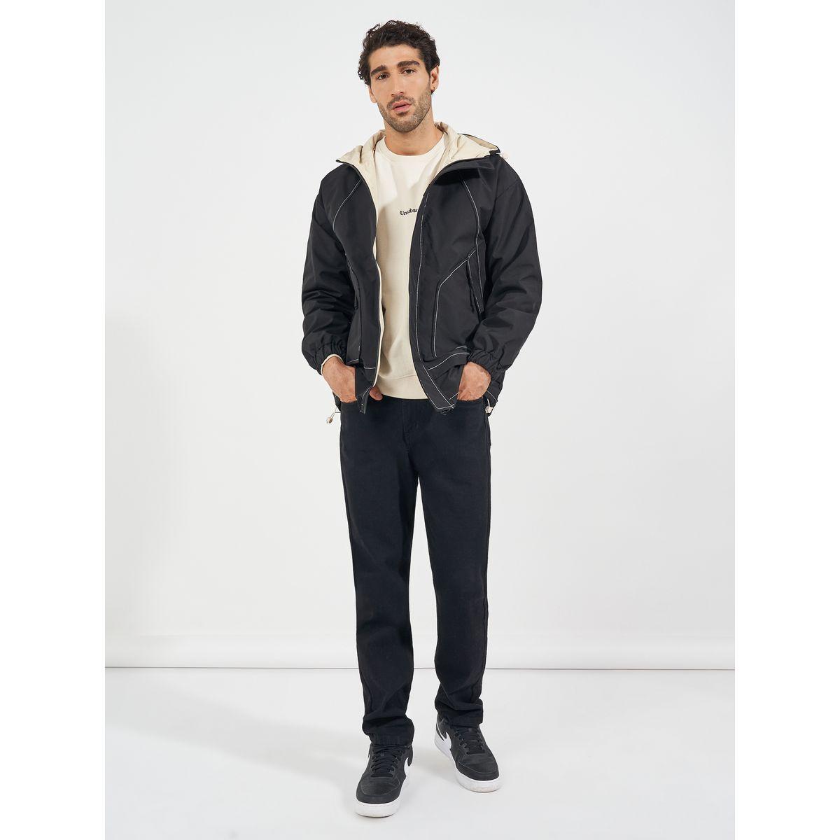 Styli Contrast Stitch Detail Hooded Lined Parka Jacket-men-clothing-jacketsandblazers-jackets-image-3